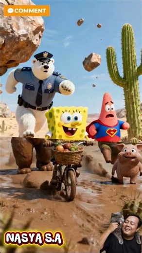 "Spongebob Running from a Bear Cop🐻‍❄️👮 😭💨” #spongebob #shorts #funnyshorts #chaosmoment