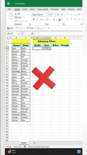 Advanced Filter Function in Excel #focusinguide #exceltips #tutorial #shorts