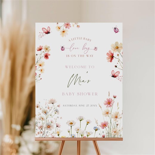 Love Bug Baby Shower Welcome Sign, Ladybug Baby Shower Sign, Poster Editable Canva Template - Etsy Australia