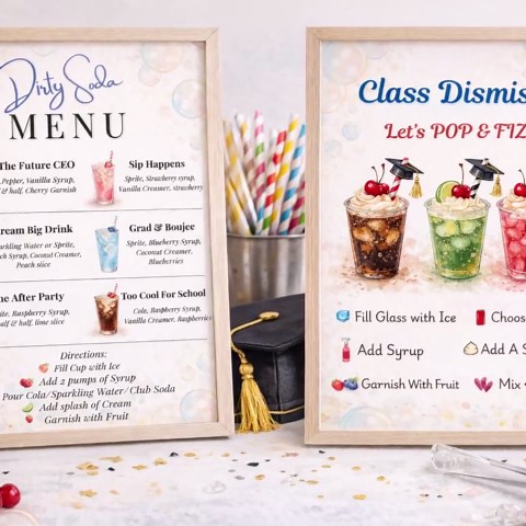 Graduation Dirty Soda Bar Sign Bundle, Dirty Soda Menu Sign,graduation Party Drink Station, Graduation Party Decor, Printable Soda Bar Decor - Etsy