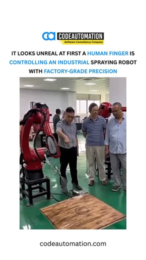 CodeAutomation ai LLC on Instagram: "At first glance, it feels unreal. A single human finger guiding an industrial robot with factory-level precision. This is where human intent meets intelligent machines. Not replacing people — amplifying control, accuracy, and consistency. This is exactly how modern automation should work: humans define the direction, systems handle the precision. At CodeAutomation, this is the mindset behind everything we build smart automation that stays under human control 