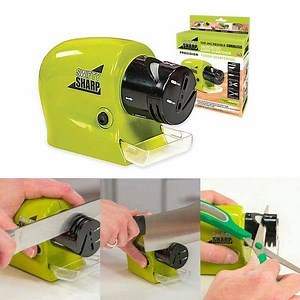 Electric Knife Sharpener Swifty Sharp Rs 999.00 CALL NOW 0766416555 ඔබගේ නිවසේ පිහි කතුරු ඉතා පහසුවෙන් මුවහත් කර ගැනීමට Knife Sharpener Swifty Sharp උපකරණය Specification: ✅ Material: ABS ✅ Size: approx. 14 x 6 x 8.5cm ✅ Color: green, as picture shows ✅ Working power: 4 x AA batteries (NOT included) ✅ Built-in guide holds the blade at the perfect angle ✅ Professional grade high speed rotating sharpening stone sharpens and hones the blades edge ✅ Incredible cordless motorized sharpener – Precision