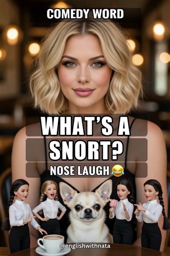 Snort = a sudden laugh through your nose. ✅ Example: “That joke made me snort.” What makes YOU snort-laugh? 👇 Save this ✅ #EnglishWithNata #ComedyEnglish #LearnEnglish #EnglishWords #creatorsearchinsights