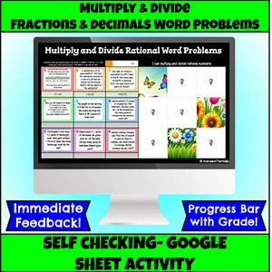 Multiply & Divide Rational Numbers Word Problems Digital Resource Self-Checking