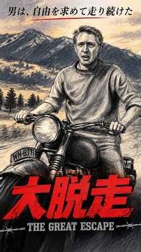 映画を音楽・似顔絵と共に振り返る。大脱走 大脱走のマーチ スティーブ・マックイーン The Great Escape 鉛筆画