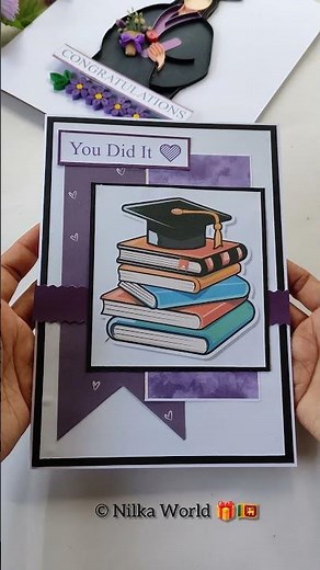 DIY Handmade Graduation Card for Her 🎓💜🧑‍🎓 #graduationcard #greetingcard #nilkaworld