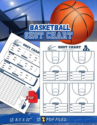 Basketball Shot Chart PDF | Printable Shooting Stats Tracker | 4 Court Quarter Layout   Stats Sheet | Digital Download - Etsy