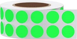 0.5 inch Double Row Circle Stickers Dot Label Color Coding Labels 2000 Stickers (Fluorescent Green)