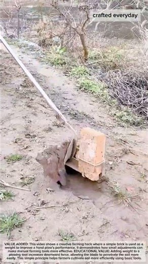 Simple Hand Plow Hack | Using a Brick as Weight for Better Soil Tilling #farming