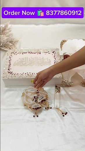 Handmade Resin Quran Set | Bookmark, Tasbih, Rehal & Box | Islamic Decor