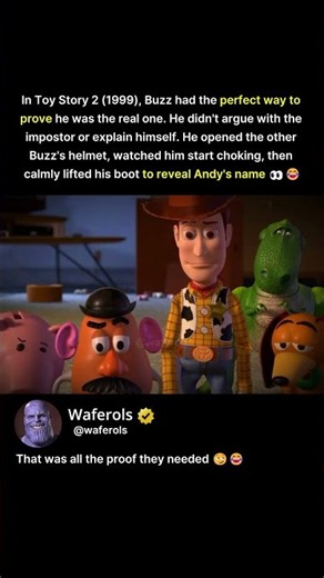 In Toy Story 2 1999, Buzz revealed the secret