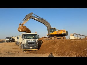 Volvo 480 Excavator Loading Trucks Overburden At Massive Mine-Sotiriadis Mining Works 4K