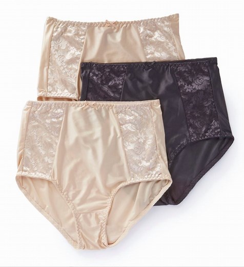 Women's Bali DFDBB3 Double Support Brief Panty - 3 Pack (black/soft taupe 8)
