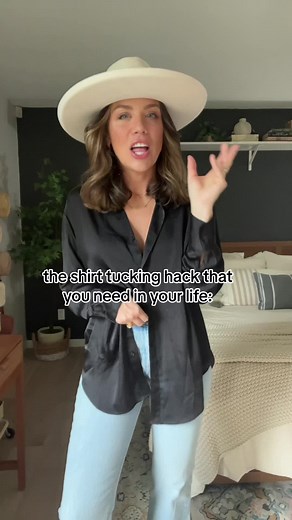 How to Tuck In an Oversized Button Down Shirt | Style Hack