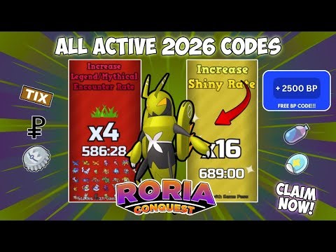 ALL ACTIVE CODES IN 2026 (so far) Roria Conquest | Pokemon Brick Bronze [Roblox]