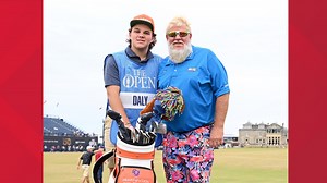 John Daly II caddies for dad at British Open 'Celebration of Champions'