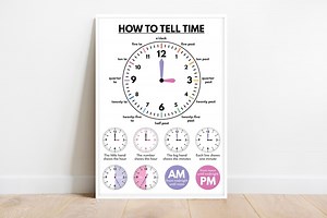 How to TELL TIME Poster, Educational Poster, What Time is It? Learning Clock, Teaching Tool, Classroom Decor, Printable, Digital Download - Etsy