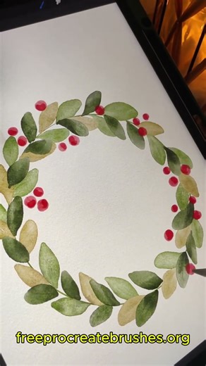 Easy Watercolor & Glitter Wreath in Procreate #digitalartbrushes #procreatebrushes