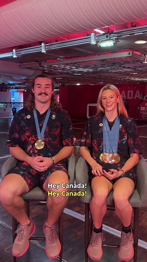 Canada, meet your closing ceremony flag-bearers! 🇨🇦 Watch hammer thrower Ethan Katzberg and swimmer Summer McIntosh carry the flag to close out #Paris2024 Live coverage begins at 3pm ET on @CBC and @CBC Gem