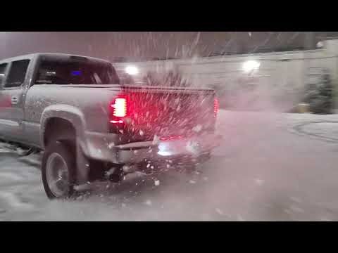 LBZ duramax diesel ripping donuts in the blizzard snow