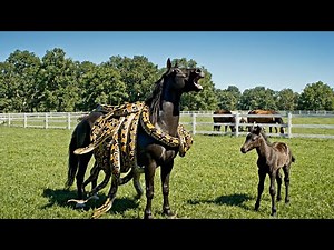 Friesian Horse vs Python Swarm: Incredible Ranch Rescue by Smart Foal and Squad
