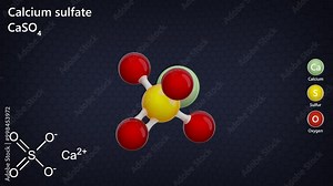 Molecule of calcium sulfate (or calcium sulphate) is the inorganic compound with the formula CaSO4 and related hydrates. it is used as a desiccant. It has many uses in industry. Black Back. 3D render