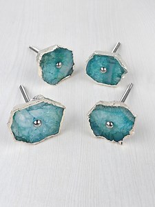 Sea Green Agate Stone Cabinet Knobs: Decorative Drawer Pulls - Etsy