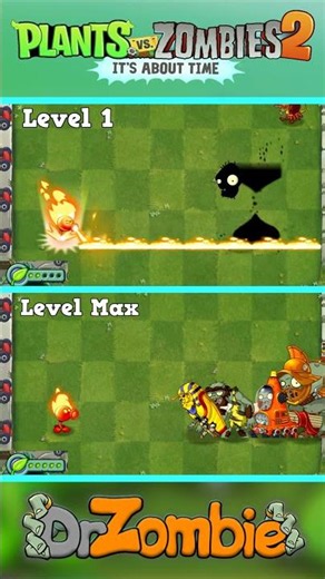 Fire Peashooter MAX Level vs Level 1 - PvZ 2 Challenge #pvz #pvz2 #shorts