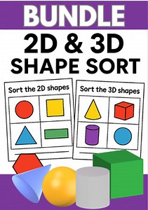 2D and 3D Shapes File Folder Games Bundle: Hands-On Geometry Practice