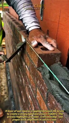 Perfect Brick Wall Alignment! Mason’s Smart String Line Technique #construction #bricklaying #DIY