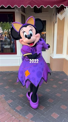 Disneyland Halloween through the years, Minnie Mouse edition. Which Minnie costume is your favorite? 2022, 2023, 2024, or 2025??? I love that they keep changing the VIP’s outfits every year! It keeps things fresh and interesting. | Unofficial Disney Character Hunting Guide