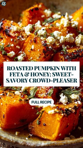 This Roasted Pumpkin with Feta & Honey is the ultimate fall side dish. The earthy, sweet pumpkin pairs perfectly with the salty feta and a drizzle of rich honey. It's a stunning, restaurant-worthy dish that's surprisingly easy to make for Thanksgiving or a cozy weeknight. | Lazy Meal Prep