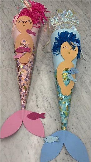 DIY Schultüte: Meerjungfrau in Pink oder Blau