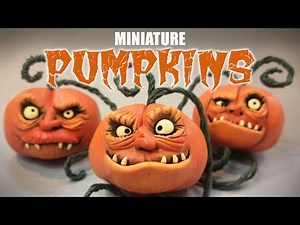 How To Make Halloween MINIATURE PUMPKIN DECOR / JACK-O-LANTERN / Polymer Clay Tutorial