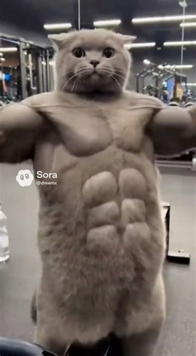 buff cat🔥#funny #memes #meme #ai #cat