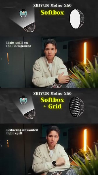6.3K views · 26 reactions | Softbox with a grid vs. without a grid—...