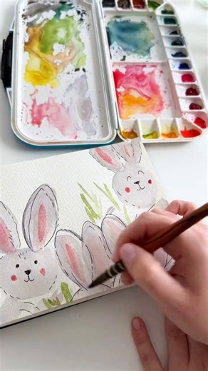 35K views · 546 reactions | Cute Easter bunnies in watercolor: Easy Easter card idea . #watercolor #watercolortutorial #craft #easterdecor #eastercard #diy #watercolour #doodling | Merly | Facebook