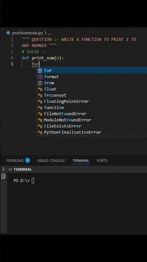 write a function to print 1 to any number #python