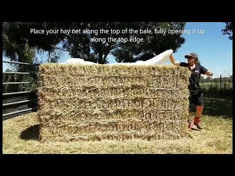 GutzBusta Slow Feed Hay Nets - Fitting a Large Square 8x3x3 and 8x4x3 Bale