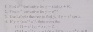 Find nth  derivative for y=sin(ax b).Find nth derivative for y... | Filo