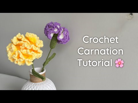 Crochet Carnation Tutorial 🌸 | Step-by-Step | Beginner friendly