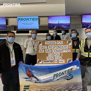 13K views · 237 reactions | On behalf of the Frontier Family, thank you to all of the courageous frontline heroes, and the family members and friends that support them. You’re tirelessly working every day to save lives - at the risk of your own safety. For that, we are ALL beyond grateful to you. | Frontier Airlines | Facebook