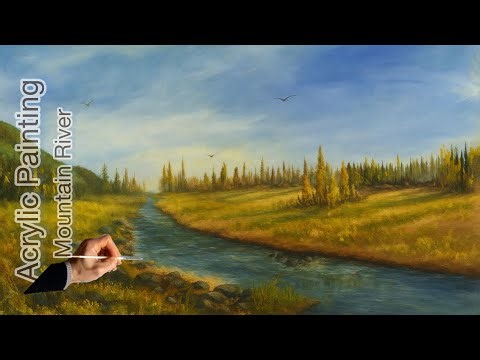 Watch This River Painting Come To Life! Acrylic Lesson