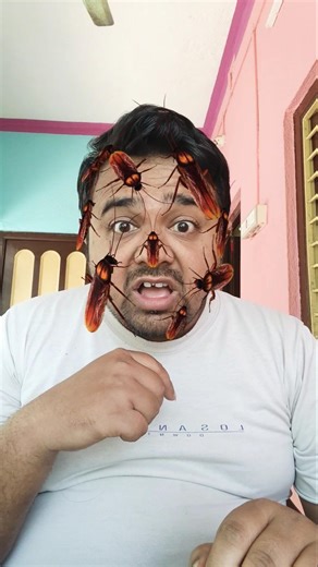 OMG! giant insects attack my face 🪳#shorts#funny