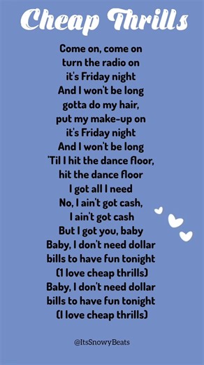🌼Cheap Thrills song lyrics | Song By Sia #songlyrics​ #cheapthrills #shorts​ #sia