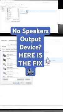 Speakers Output Device Missing? TRY THIS FIX