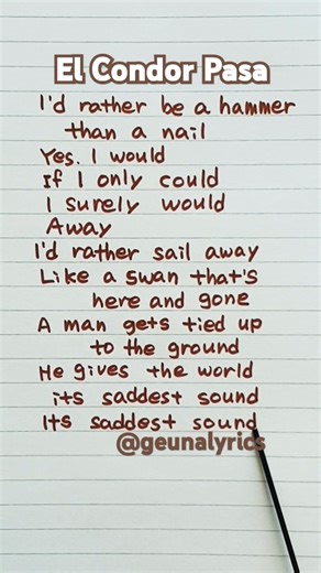 🔨 El Condor Pasa - Simon & Garfunkel . Enjoy learning English and Korean
