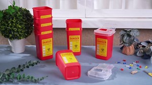 Chumia 10 Pcs Sharps Containers for Home Use, 1 Quart Portable Small Needle Disposal Sharps Container Home Travel, with Locking Lid for Biohazard Syringes, Safe Needle Box Disposal