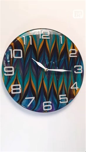 Handcrafted abstract resin wall clock art