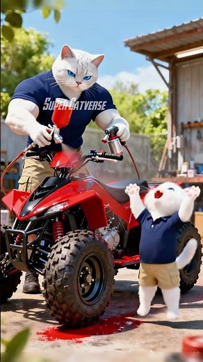 The Kitten Was Teased for Playing with a Cardboard Quad Bike, So Dad Built a Super Quad Bike